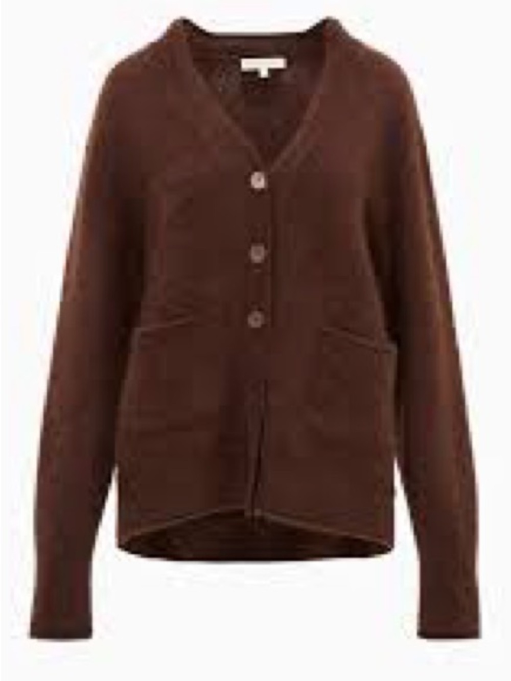 LoveShackFancy Applene Cashmere Brown V-Neck Button Front Cardigan